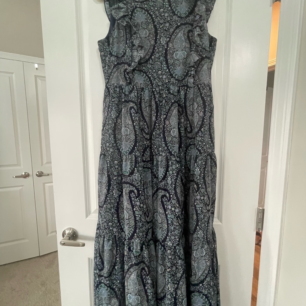 J. Crew Navy & White Sleeveless Maxi Dress
